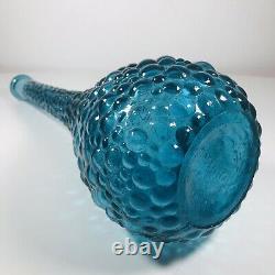 C1960 Genie Bottle Decanter Rare Petrol Blue Hobnail Italy Art Glass Emboli MCM