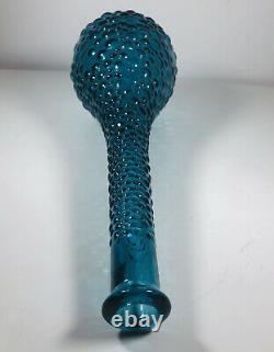 C1960 Genie Bottle Decanter Rare Petrol Blue Hobnail Italy Art Glass Emboli MCM