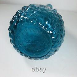 C1960 Genie Bottle Decanter Rare Petrol Blue Hobnail Italy Art Glass Emboli MCM