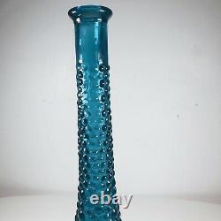 C1960 Genie Bottle Decanter Rare Petrol Blue Hobnail Italy Art Glass Emboli MCM