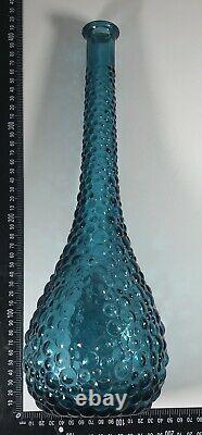 C1960 Genie Bottle Decanter Rare Petrol Blue Hobnail Italy Art Glass Emboli MCM