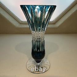 CAESAR CRYSTAL Masterwork Signed KUNST Denver Extra Large Trumpet Vase Azure