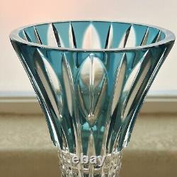 CAESAR CRYSTAL Masterwork Signed KUNST Denver Extra Large Trumpet Vase Azure