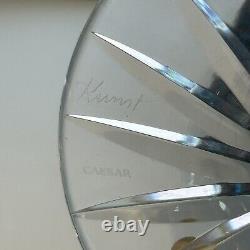 CAESAR CRYSTAL Masterwork Signed KUNST Denver Extra Large Trumpet Vase Azure