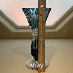 CAESAR CRYSTAL Masterwork Signed KUNST Denver Extra Large Trumpet Vase Azure