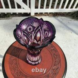 CAESAR CRYSTAL Masterwork Signed- Petr Kostinec- ELLA XLarge Violet Mantel Vase