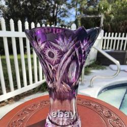 CAESAR CRYSTAL Masterwork Signed- Petr Kostinec- ELLA XLarge Violet Mantel Vase
