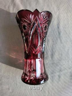 CAESAR CRYSTAL Masterwork Signed- Petr Kostinec Ella Ruby Large Mantel Vase