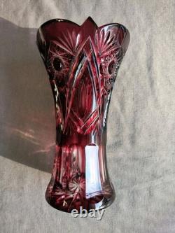 CAESAR CRYSTAL Masterwork Signed- Petr Kostinec Ella Ruby Large Mantel Vase