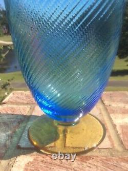 CARLO MORETTI Rigadin Blue tall Murano Vase in Original Box NEW & RARE
