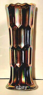 CARNIVAL GLASS BOND 6 BLUE VASE by BROCKWITZ GERMANY GREAT IRIDESCENCE & SHAPE