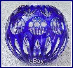 COBALT BLUE Rose Bowl Vase CUT TO CLEAR Lead CRYSTAL Nachtmann GERMANY Bamberg