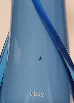 CRISTALLERIA BETTI FRATELLI EMPOLI MURANO Blue Case Footed Vase 16 1/4 T