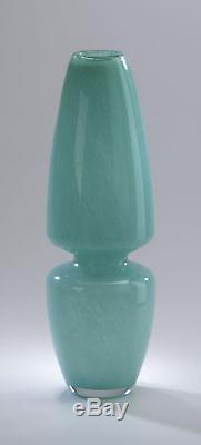 CYAN DESIGN, SET of 4 AQUA GLASS VASES, Stupa MID CENTURY MODERN New