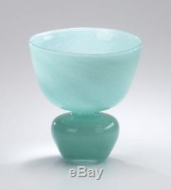 CYAN DESIGN, SET of 4 AQUA GLASS VASES, Stupa MID CENTURY MODERN New