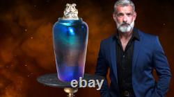 Ca. 1930 Victor Durand Deep Iridescent Blue Lustre Art Deco Glass Vase Joliet4You