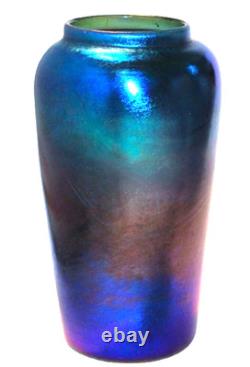 Ca. 1930 Victor Durand Deep Iridescent Blue Lustre Art Deco Glass Vase Joliet4You