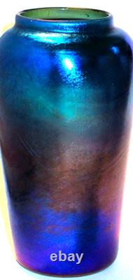 Ca. 1930 Victor Durand Deep Iridescent Blue Lustre Art Deco Glass Vase Joliet4You