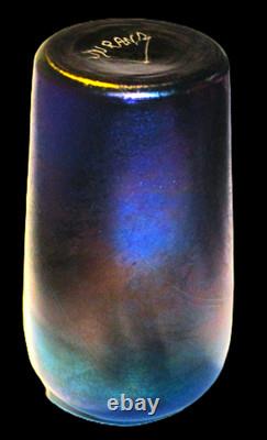 Ca. 1930 Victor Durand Deep Iridescent Blue Lustre Art Deco Glass Vase Joliet4You