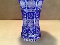 Caesar Crystal Bohemian Cobalt Blue Hand Cut To Clear 8 Vase Czech Republic