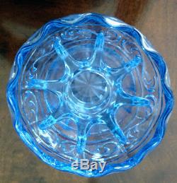 Cambridge Glass Large Blue Flower Frog Holder Vase, Beautiful Nice & Perfect