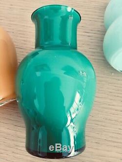 Carlo Moretti 3 Small Glass Vases Signed Made In Murano Italy