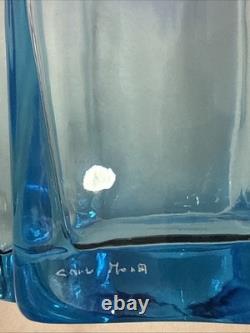 Carlo Moretti Signed Murano Art Glass Vase Blue Star Shaped