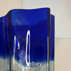 Carlo Moretti Signed Murano Art Glass Vase Blue Star Shaped