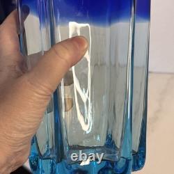 Carlo Moretti Signed Murano Art Glass Vase Blue Star Shaped