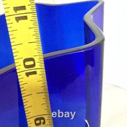 Carlo Moretti Signed Murano Art Glass Vase Blue Star Shaped