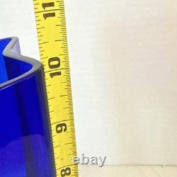 Carlo Moretti Signed Murano Art Glass Vase Blue Star Shaped