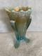 Carnival Glass Daisy and Drape Footed Vase Blue Opal