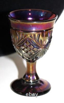 Carnival Glass Ruffle Vase Iridescent over Blue Glass 17 inch tall