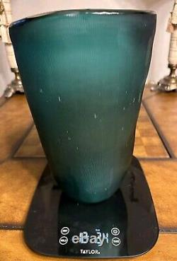 Carved Teal Glass Vase