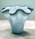 Cascade Creations Studio Art Glass Vase Signed 1996 Aqua Trumpet Flare 14