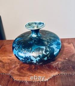 Ceramic Vase Crystalline Glaze Exquisite Floral Design Artist Signed Rare Ceramic Vase Crystalline Glaze Exquisite Floral Design Artist Signed Rare
