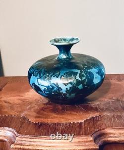 Ceramic Vase Crystalline Glaze Exquisite Floral Design Artist Signed Rare