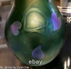 Charles Lotton American Studio Art Glass Hearts & Vines Vase Dated 1976