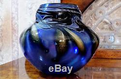 Charles Lotton Cobalt Blue Drop Leaf Vase
