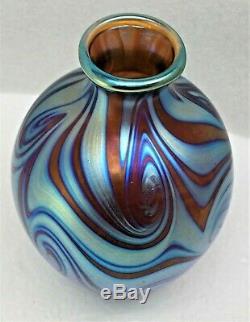 Charles Lotton Studios Iridescent Blue Luster King Tut Vase-signed & Dated 1980