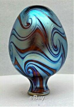 Charles Lotton Studios Iridescent Blue Luster King Tut Vase-signed & Dated 1980