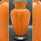 Chatham Cased Art Glass Orange & Blue Gold Speckled Optic Vase Made in USA 11t