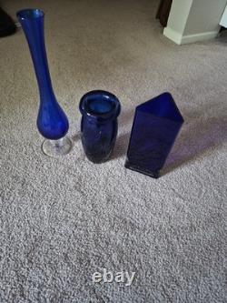 Cobalt 3 Set Vases