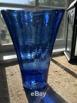 Cobalt Aurora Vase by Fire and Light Art Recycled Glass SIGNED