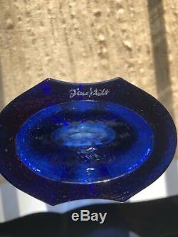 Cobalt Aurora Vase by Fire and Light Art Recycled Glass SIGNED