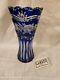 Cobalt Blue 24% lead Crystal fluted rose garland Vase
