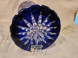 Cobalt Blue 24% lead Crystal fluted rose garland Vase