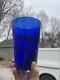 Cobalt Blue Blown Blue Glass Flip Hand Blown Glass Vase Late 19th- Early 20th c