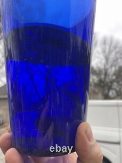 Cobalt Blue Blown Blue Glass Flip Hand Blown Glass Vase Late 19th- Early 20th c