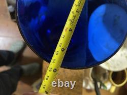 Cobalt Blue Blown Blue Glass Flip Hand Blown Glass Vase Late 19th- Early 20th c